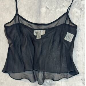 Emanuel brand black sheer camisole top  sz 6/40 festival, Y2K
